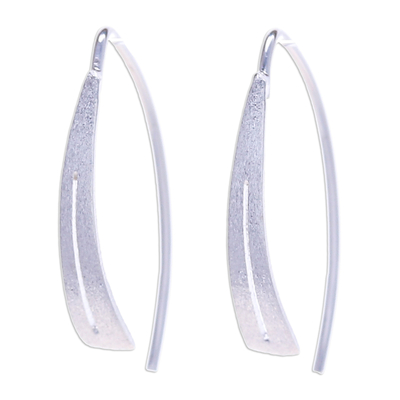 Sterling silver drop earrings, 'Modern Splendor' - Modern Openwork Brushed Satin Sterling Silver Drop Earrings