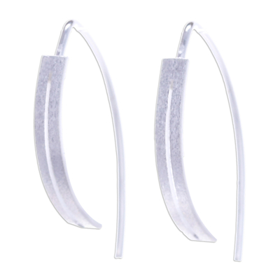 Sterling silver drop earrings, 'Modern Shine' - Modern Openwork Sterling Silver Drop Earrings from Thailand
