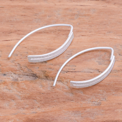 Sterling silver drop earrings, 'Modern Shine' - Modern Openwork Sterling Silver Drop Earrings from Thailand