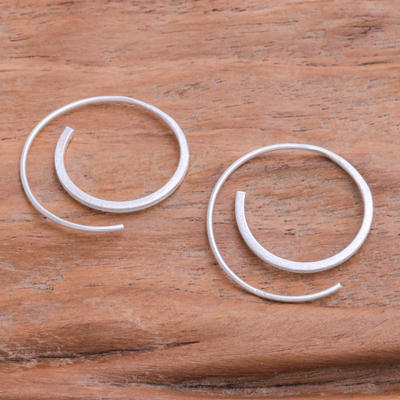 Sterling silver drop earrings, 'Spiral Radiance' - Modern Sterling Silver Spiral Drop Earrings from Thailand