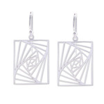 Sterling silver dangle earrings, 'Flawless Rectangular' - Modern Openwork Rectangular Sterling Silver Dangle Earrings