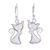 Sterling silver dangle earrings, 'Cat Appeal' - Cat-Shaped Sterling Silver Dangle Earrings from Thailand thumbail