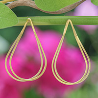 Gold-plated drop earrings, 'Drops of Glory' - High-Polished Drop-Shaped 18k Gold-Plated Drop Earrings