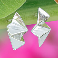 Sterling silver stud earrings, 'Shapes of Light'