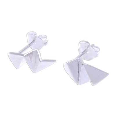 Sterling silver stud earrings, 'Shapes of Light' - High-Polished Geometric Sterling Silver Stud Earrings