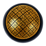 Wood decorative box, 'Thai Richness' - Lacquered Lanna Patterned Round Mango Wood Decorative Box