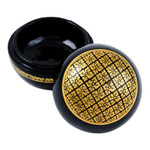 Wood decorative box, 'Thai Richness' - Lacquered Lanna Patterned Round Mango Wood Decorative Box