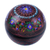 Deko-Box aus Holz, „Blooming Illusion“ – Runde Deko-Box mit floraler Bemalung in Rosa, Lila und Blau