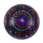Wood decorative box, 'Blooming Illusion' - Floral Painted Pink, Purple and Blue Round Decorative Box