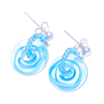 Ohrhänger aus mundgeblasenen Glasperlen - Ohrhänger aus mundgeblasenen Glasperlen mit Wirbelmotiven
