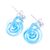 Blown glass beaded dangle earrings, 'Chic Swirls' - Handblown Glass Beaded Dangle Earrings with Swirl Motifs