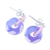 Blown glass beaded dangle earrings, 'Perennial Love' - Blown Glass Beaded Purple Dangle Earrings with Heart Motifs