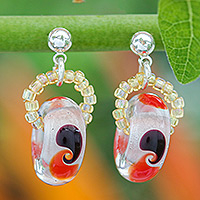 Ohrhänger aus mundgeblasenen Glasperlen, „Bright Delight“ – Ohrhänger aus mundgeblasenen Glasperlen mit bunten Motiven