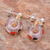 Blown glass beaded dangle earrings, 'Bright Delight' - Handblown Glass Beaded Dangle Earrings with Colorful Motifs