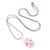 Glass beaded pendant necklace, 'Sweet Amulets' - Floral Pink and Red Glass Beaded Pendant Necklace