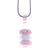 Collar colgante con cuentas de vidrio - Collar colgante con cuentas de vidrio floral rosa y blanco