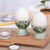 Celadon ceramic egg cups, 'Luxuriant Lotus' (pair) - Pair of Handmade Lotus Green Celadon Ceramic Egg Cups