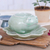 Celadon ceramic mini flower pot, 'Frog on Lotus' - Celadon Ceramic Frog on Lotus Mini Flower Pot with Saucer