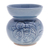 Celadon ceramic oil burner, 'Sublime Orchid' - Blue Thai Celadon Ceramic Oil Burner with Orchid Motif