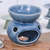 Celadon ceramic oil burner, 'Sublime Orchid' - Blue Thai Celadon Ceramic Oil Burner with Orchid Motif