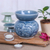 Celadon ceramic oil burner, 'Sublime Orchid' - Blue Thai Celadon Ceramic Oil Burner with Orchid Motif