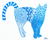 'Graceful' - Cuadro de gato acrílico expresionista firmado en tonos azules