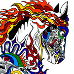 'Power from Nature' - Signed Expressionist colourful Acrylic Horse Painting