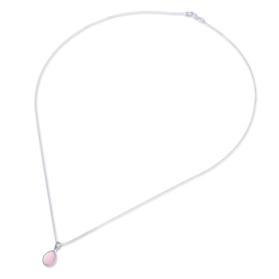 Collar colgante de cuarzo rosa - Collar Con Colgante De Cuarzo Rosa En Forma De Gota Altamente Pulido