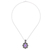 Amethyst pendant necklace, 'Crowned Beauty in Purple' - Natural Amethyst Cabochon Pendant Necklace with Floral Motif