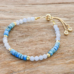 Howlite and quartz beaded wristband bracelet, 'Gorgeous Flair' - Howlite and Quartz Beaded Adjustable Wristband Bracelet