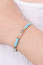 Howlite and quartz beaded wristband bracelet, 'Gorgeous Flair' - Howlite and Quartz Beaded Adjustable Wristband Bracelet