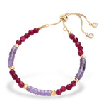 Amethyst and quartz beaded wristband bracelet, 'Precious Flair' - Amethyst and Quartz Beaded Adjustable Wristband Bracelet