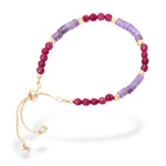 Amethyst and quartz beaded wristband bracelet, 'Precious Flair' - Amethyst and Quartz Beaded Adjustable Wristband Bracelet