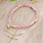 Jasper and quartz beaded wristband bracelet, 'Superb Flair' - Jasper and Quartz Beaded Adjustable Wristband Bracelet