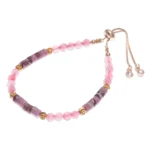 Jasper and quartz beaded wristband bracelet, 'Superb Flair' - Jasper and Quartz Beaded Adjustable Wristband Bracelet