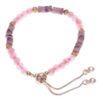 Jasper and quartz beaded wristband bracelet, 'Superb Flair' - Jasper and Quartz Beaded Adjustable Wristband Bracelet