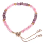 Jasper and quartz beaded wristband bracelet, 'Superb Flair' - Jasper and Quartz Beaded Adjustable Wristband Bracelet