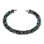 Reconstituted turquoise beaded cuff bracelet, 'Sublime Beauty' - Reconstituted Turquoise Beaded Cuff Bracelet from Thailand