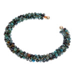 Reconstituted turquoise beaded cuff bracelet, 'Sublime Beauty' - Reconstituted Turquoise Beaded Cuff Bracelet from Thailand