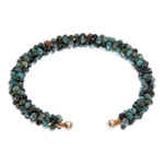 Reconstituted turquoise beaded cuff bracelet, 'Sublime Beauty' - Reconstituted Turquoise Beaded Cuff Bracelet from Thailand