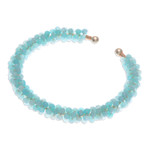 Quartz beaded cuff bracelet, 'Breathtaking Beauty' - Quartz Copper Wire Beaded Cuff Bracelet with Brass Fixtures