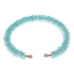 Quartz beaded cuff bracelet, 'Breathtaking Beauty' - Quartz Copper Wire Beaded Cuff Bracelet with Brass Fixtures