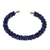 Lapis lazuli beaded cuff bracelet, 'Captivating Beauty' - Lapis Lazuli Beaded Cuff Bracelet with Brass Fixtures thumbail