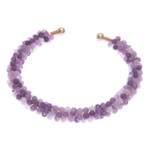 Amethyst beaded cuff bracelet, 'Remarkable Beauty' - Amethyst Brass and Copper Wire Beaded Cuff Bracelet