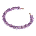 Amethyst beaded cuff bracelet, 'Remarkable Beauty' - Amethyst Brass and Copper Wire Beaded Cuff Bracelet