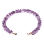 Amethyst beaded cuff bracelet, 'Remarkable Beauty' - Amethyst Brass and Copper Wire Beaded Cuff Bracelet