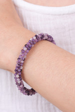 Amethyst beaded cuff bracelet, 'Remarkable Beauty' - Amethyst Brass and Copper Wire Beaded Cuff Bracelet
