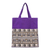 Cotton tote bag, 'Purple Day' - Elephant and Paisley Printed Cotton Tote Bag in Purple