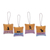 Cotton ornaments, 'Feline Cushions' (set of 4) - Set of 4 Cat-Themed Cotton Ornaments with Aluminum Bells