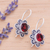 Garnet drop earrings, 'Spring in Scarlet' - Floral Faceted Natural Two-Carat Garnet Drop Earrings